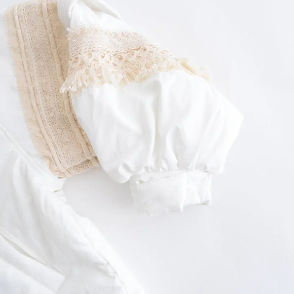 Free People FP Movement Solstice Bomber Cream Crochet Trim Lace Jacket Boho L - Picture 5 of 15